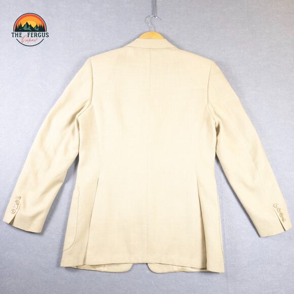 Amalgamated Mark Hall Single-Breasted Blazer Cream Long Sleeve Notch Lapel Sz 40 - Picture 2 of 11